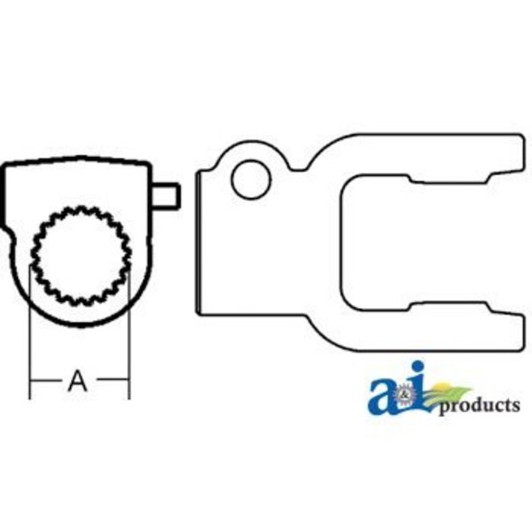 A & I Products Tractor Yoke, Splined 1 3/8" - 6 Spline w/ QDP 4.5" x2" x2.7" A-BP507010351-A